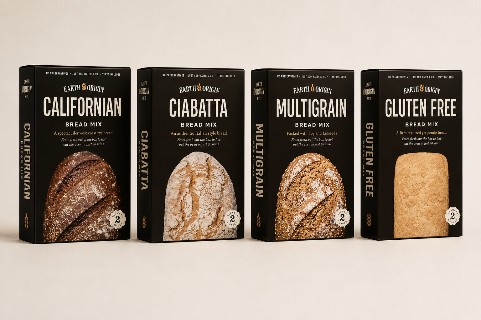Earth Origin bread mix product range